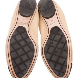 CHANEL Shoes - Chanel Tan Leather Cap Toe Ballet Flats CHANEL Shoes - Chanel Tan Leather Cap Toe Ballet Flats
